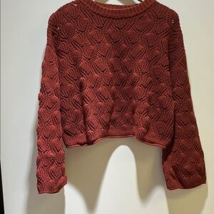 Moon & Madison Rust Knit Sweater Size Medium Cropped & Slightly Bell Sleeves